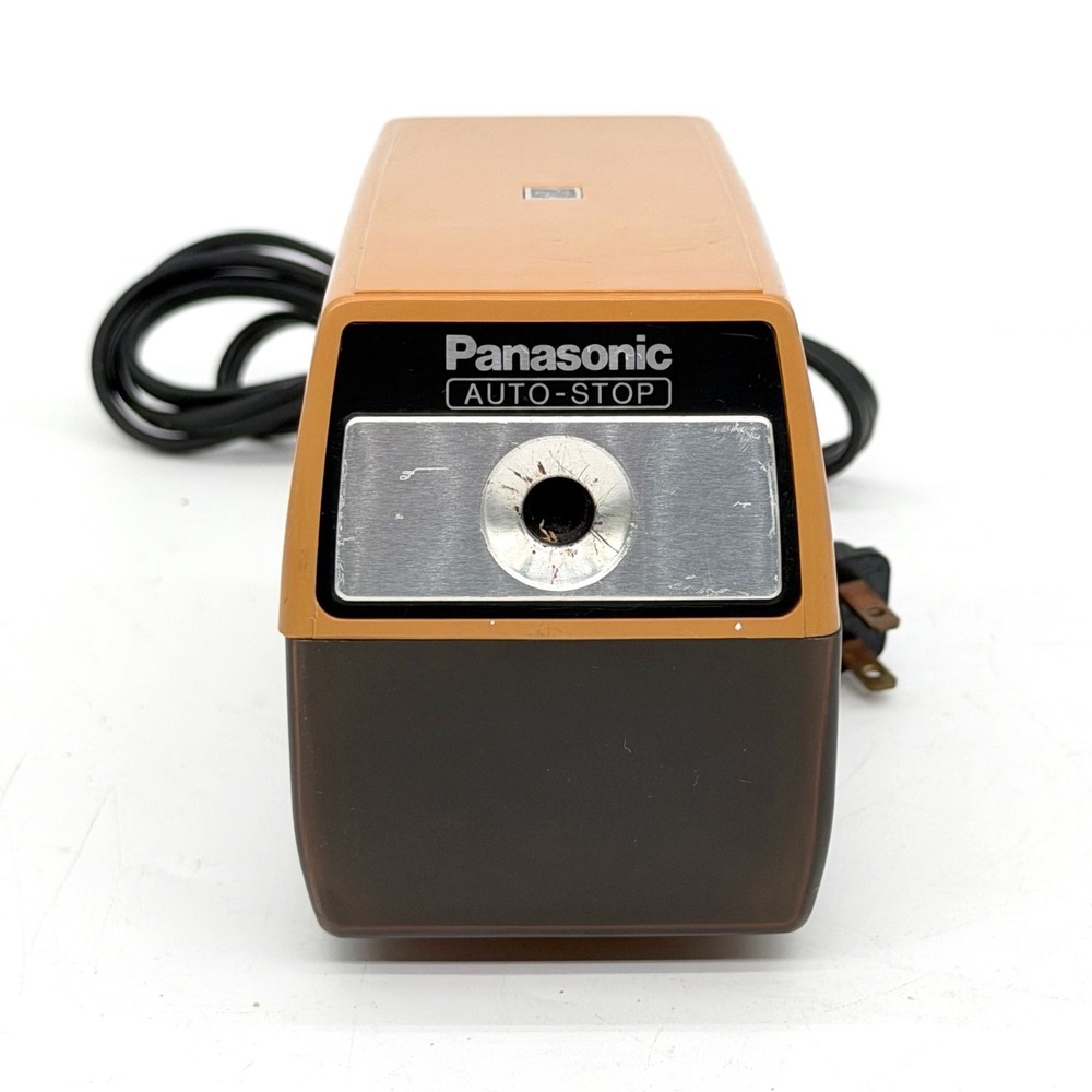 Vintage Panasonic KP-33 Electric Pencil Sharpener Auto-Stop Tan Brown Japan